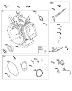 Part Location Diagram of 595838 Briggs and Stratton Cylinder Assembly